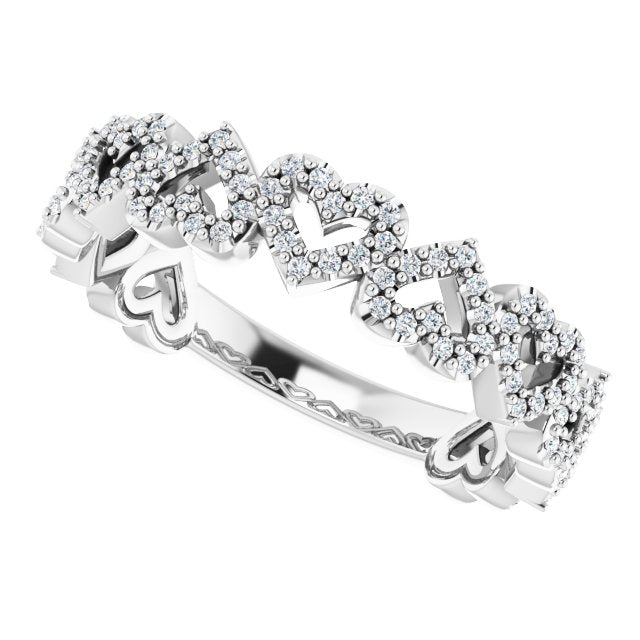 14K White 1/3 CTW Diamond Stackable Heart Ring