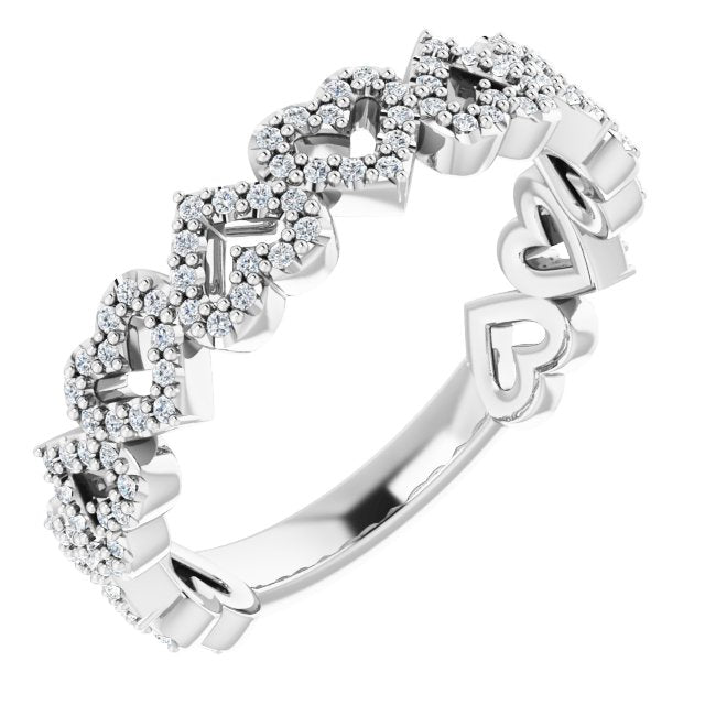 14K White 1/3 CTW Diamond Stackable Heart Ring