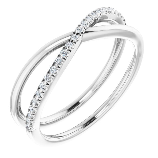 14K White 1/8 CTW Natural Diamond Criss-Cross Ring