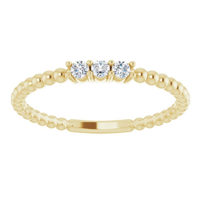 14K Yellow 1/10 CTW Diamond Beaded Ring