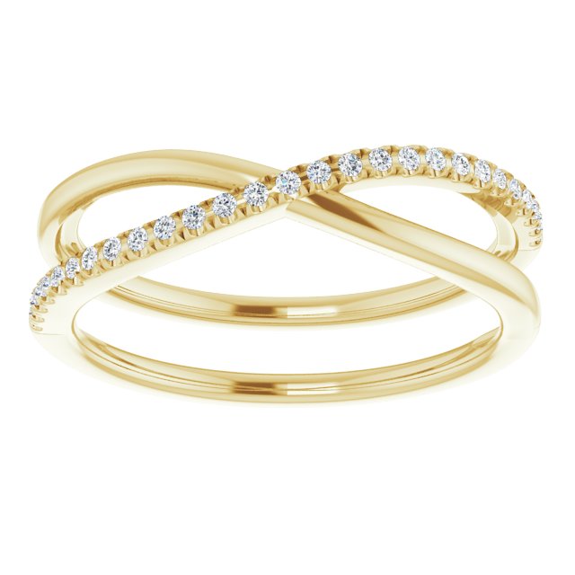 14K Yellow 1/8 CTW Natural Diamond Criss-Cross Ring