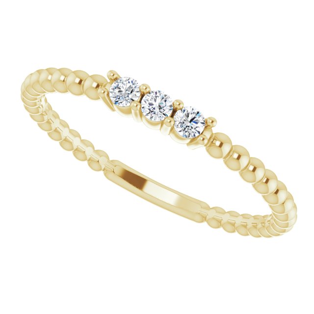 14K Yellow 1/10 CTW Diamond Beaded Ring