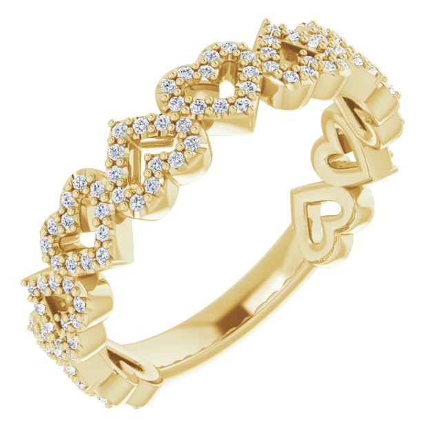 14K Yellow 1/3 CTW Diamond Stackable Heart Ring