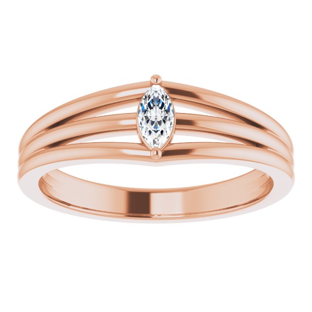14K Rose 1/8 CT Diamond Geometric Ring
