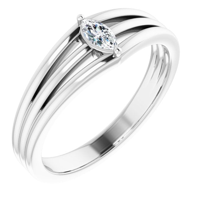 14K White 1/8 CT Diamond Geometric Ring