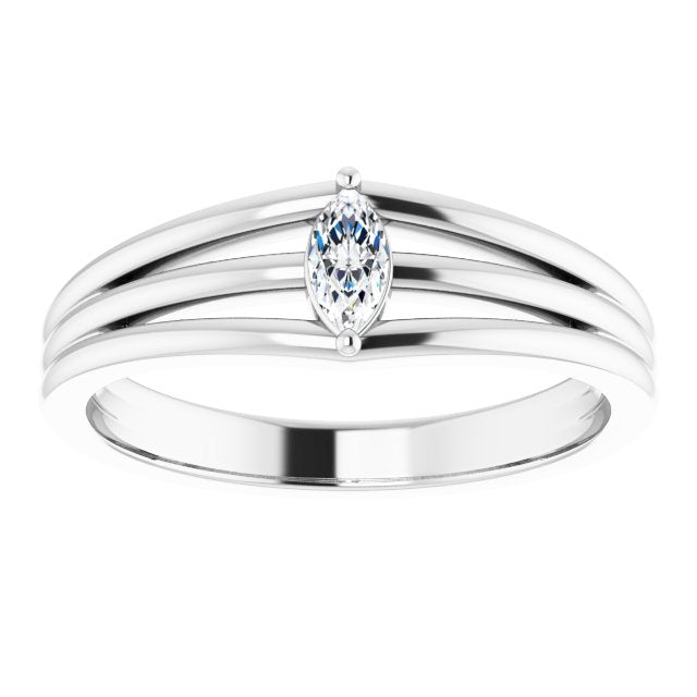 14K White 1/8 CT Diamond Geometric Ring