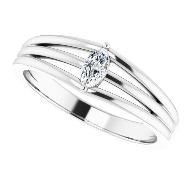 14K White 1/8 CT Diamond Geometric Ring