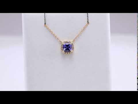 Princess Cut Gemstone Halo-Style Necklace