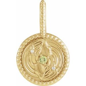 Natural Peridot & .005 CTW Natural Diamond Gemini Charm/Pendant