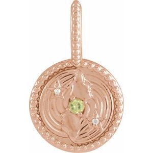 Natural Peridot & .005 CTW Natural Diamond Gemini Charm/Pendant