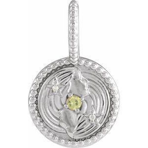 Natural Peridot & .005 CTW Natural Diamond Gemini Charm/Pendant