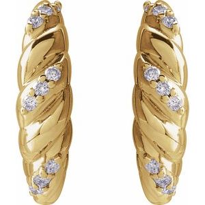 14K Yellow .07 CTW Natural Diamond 14 mm Hoop Earrings