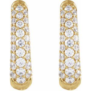 14K Yellow 1/2 CTW Natural Diamond Hoop Earrings