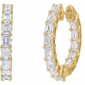 14K Yellow 3 CTW Natural Diamond Inside-Outside 21.2 mm Hoop Earrings