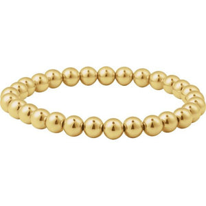 14K Yellow Gold-Filled 6 mm Elastic Bead 6 1/2" Bracelet