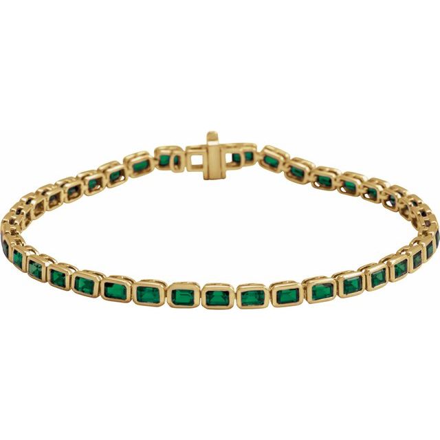 Bezel Set Emerald Cut Gemstone Tennis Bracelet