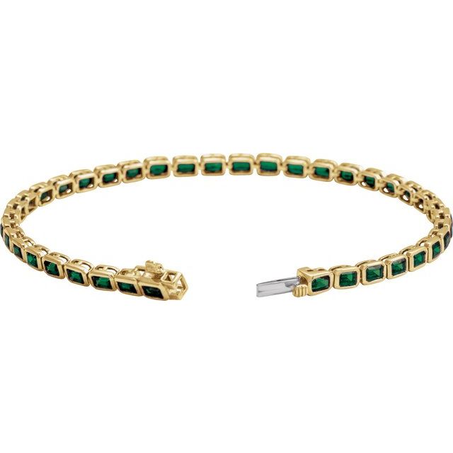 Bezel Set Emerald Cut Gemstone Tennis Bracelet