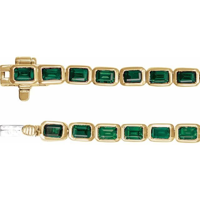 Bezel Set Emerald Cut Gemstone Tennis Bracelet