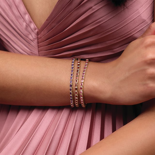 Bezel Set Emerald Cut Gemstone Tennis Bracelet
