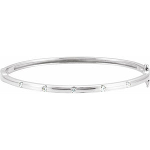 14K White 1/4 CTW Natural Diamond Bangle 6" Bracelet