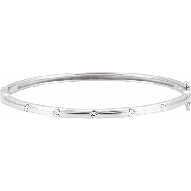 14K White 1/4 CTW Natural Diamond Bangle 6