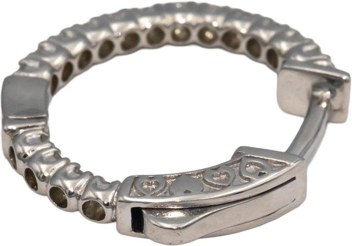 14k White Gold Round Diamond Inside Out Hoop Earrings 0.70CT