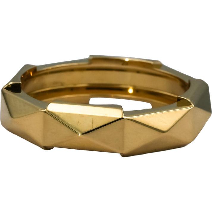 GUCCI 18k Yellow Gold Link to Love Studded Ring w/ Box and Pouch Size 10