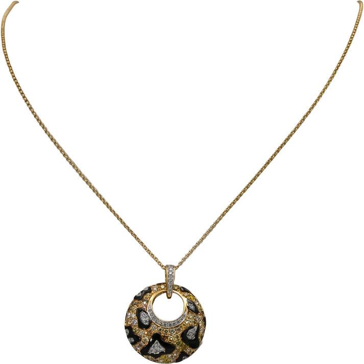 14k Yellow Gold & Rhodium VS Diamond Pendant Necklace 0.75CT