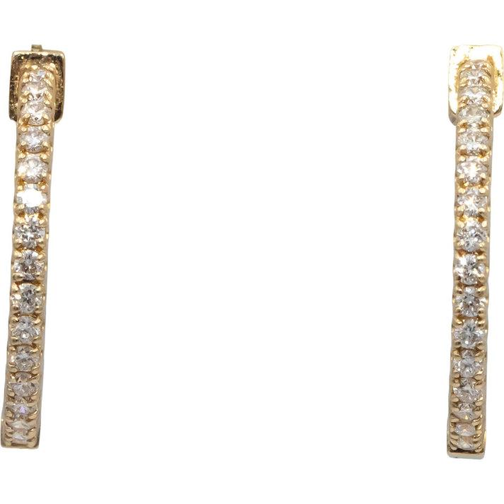14k Yellow Gold Round Natural Diamond Inside Out Hoop Earrings 1.0CT
