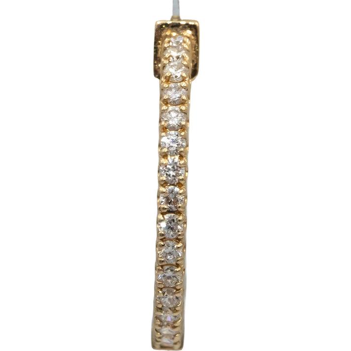 14k Yellow Gold Round Natural Diamond Inside Out Hoop Earrings 1.0CT