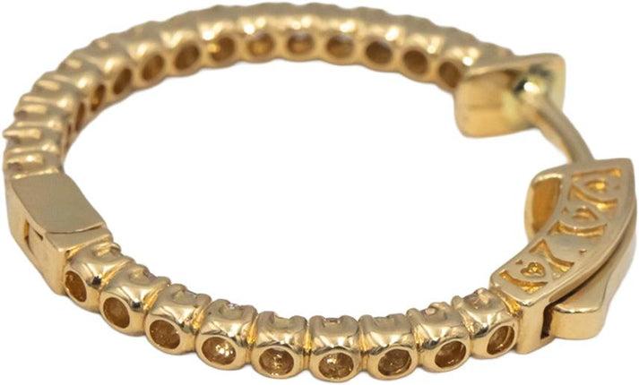 14k Yellow Gold Round Natural Diamond Inside Out Hoop Earrings 1.0CT