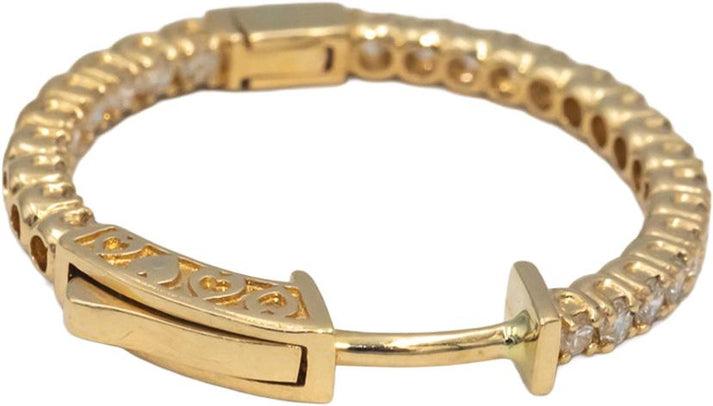 14k Yellow Gold Round Natural Diamond Inside Out Hoop Earrings 1.0CT