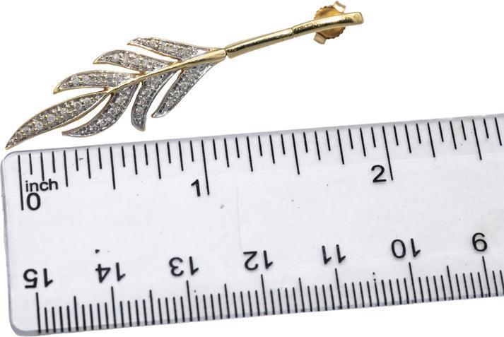 Diamond Leaf Dangle Earrings 14kt Yellow Gold 0.31ctw 2.1in 6.9g