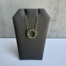 Load image into Gallery viewer, 14kt Yellow Gold Emerald and Diamond Circle Necklace - 0.38ctw Diamonds, New
