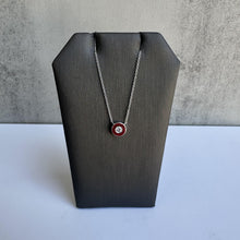 Load image into Gallery viewer, Diamond and Red Enamel Necklace in 14kt White Gold - 0.13ctw Diamond, Adjustable
