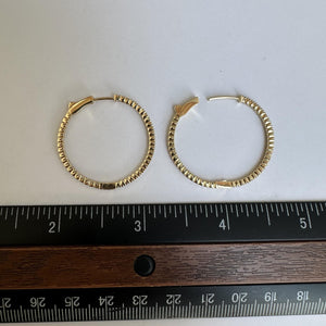 14kt Yellow Gold Inside/Outside Diamond Hoops - 1.10ctw GH SI Diamonds, 1 Inch