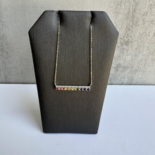 Load image into Gallery viewer, 14kt Yellow Gold Rainbow Bar Necklace - Diamonds, Adjustable, New
