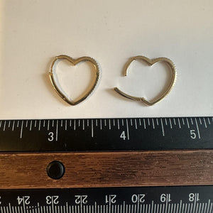 Diamond Heart Shaped Hoops in 10kt Yellow Gold – 0.12ctw GH I1+ Diamonds, New