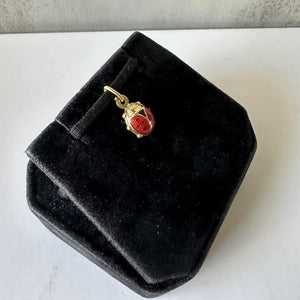 Estate 18kt Yellow Gold Enamel Ladybug Pendant, Pre-Loved