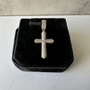 Diamond Cross Pendant in 10kt Two-Tone Gold – 0.32ctw Diamonds, 1 1/8" Height