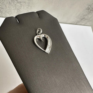 Estate Natural Diamond Heart Necklace in Platinum