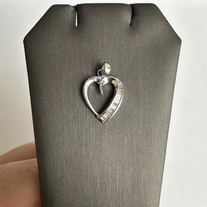 Estate Natural Diamond Heart Necklace in Platinum