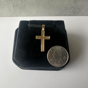 Matte Finish Cross Pendant in 14kt Yellow Gold