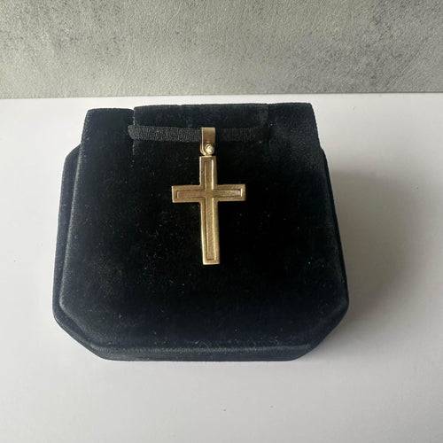 Matte Finish Cross Pendant in 14kt Yellow Gold