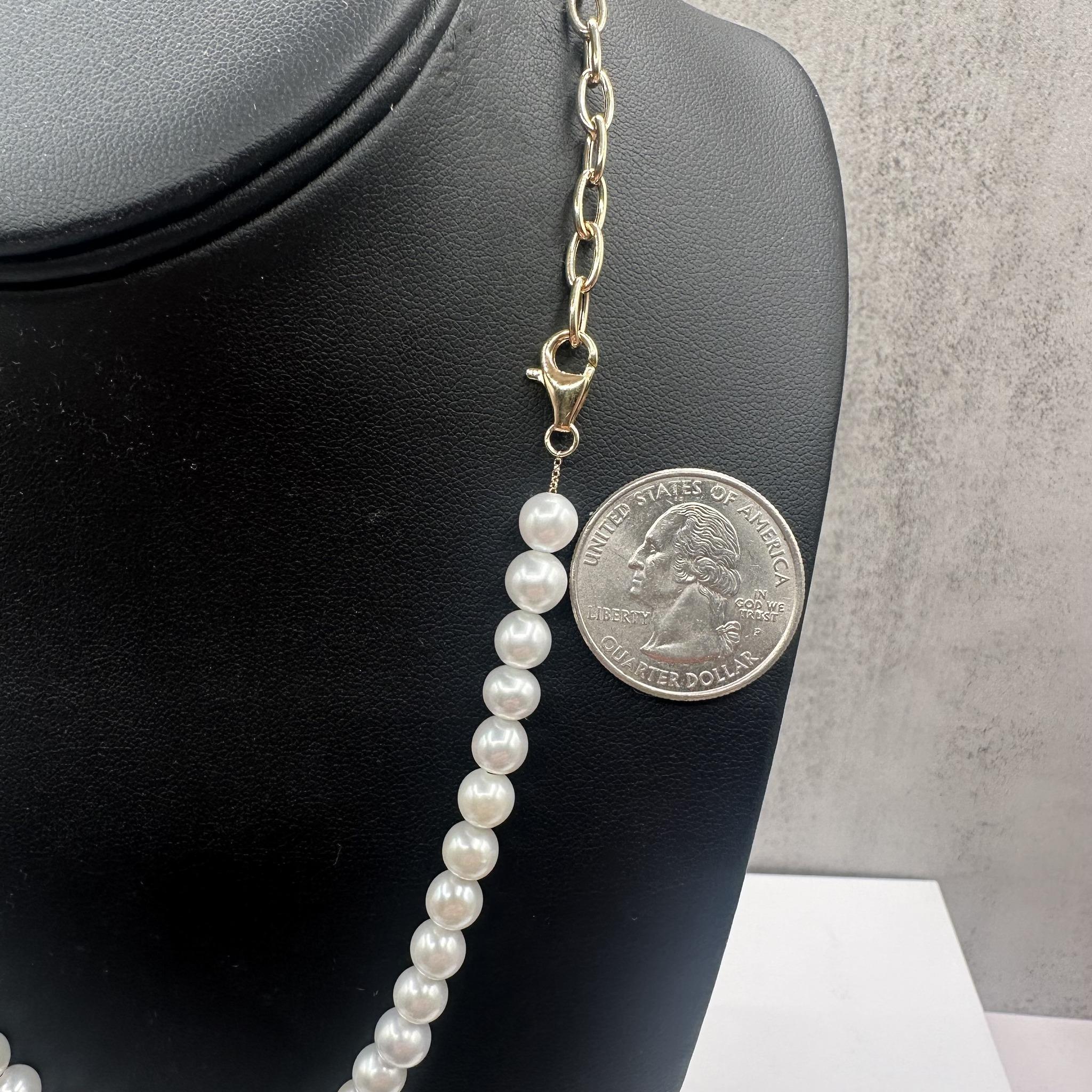 Effy Pearl Necklace 14K Yellow Gold Adjustable Designer
