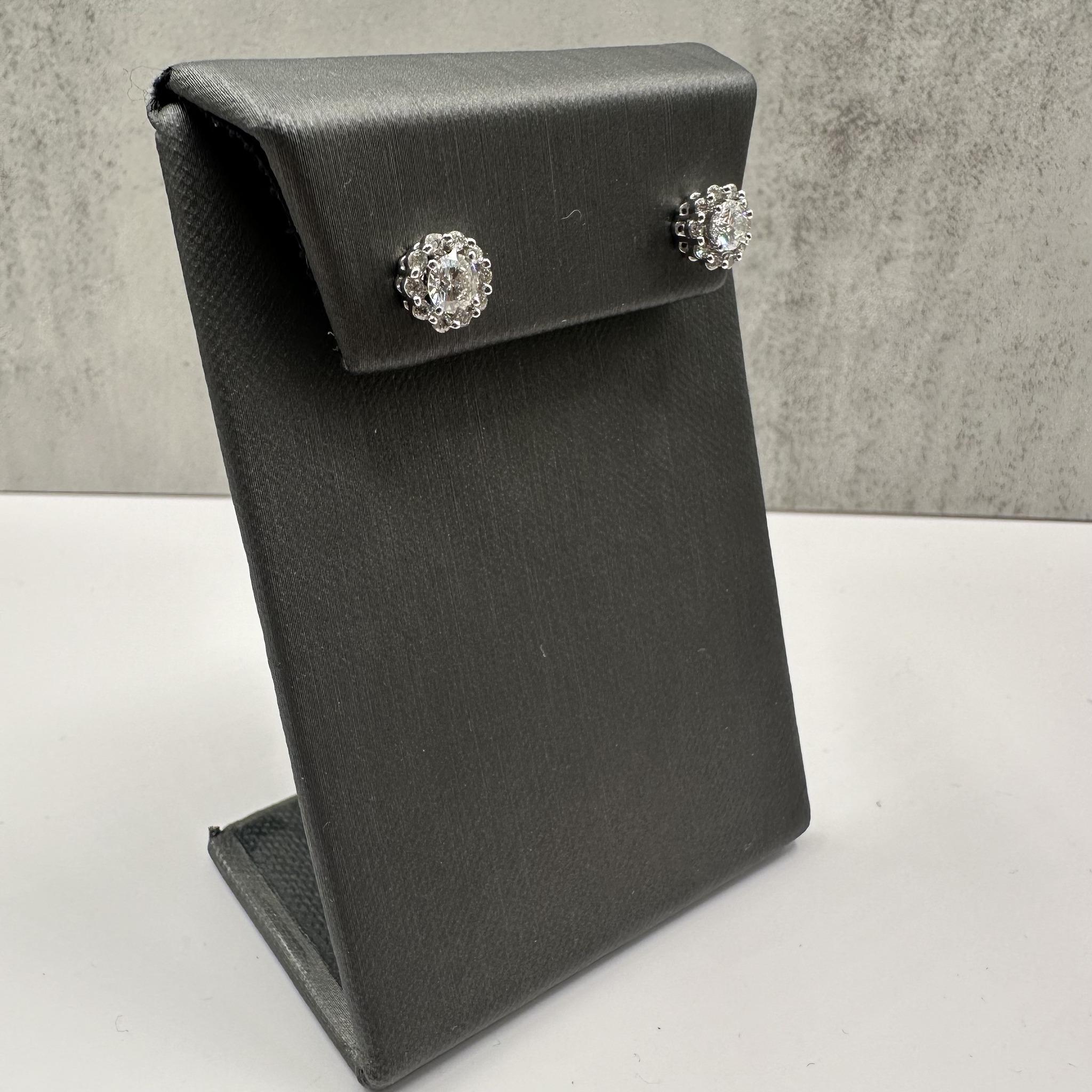 Natural Diamond Stud Earrings With Removable Jackets 14K White Gold 0.97ct