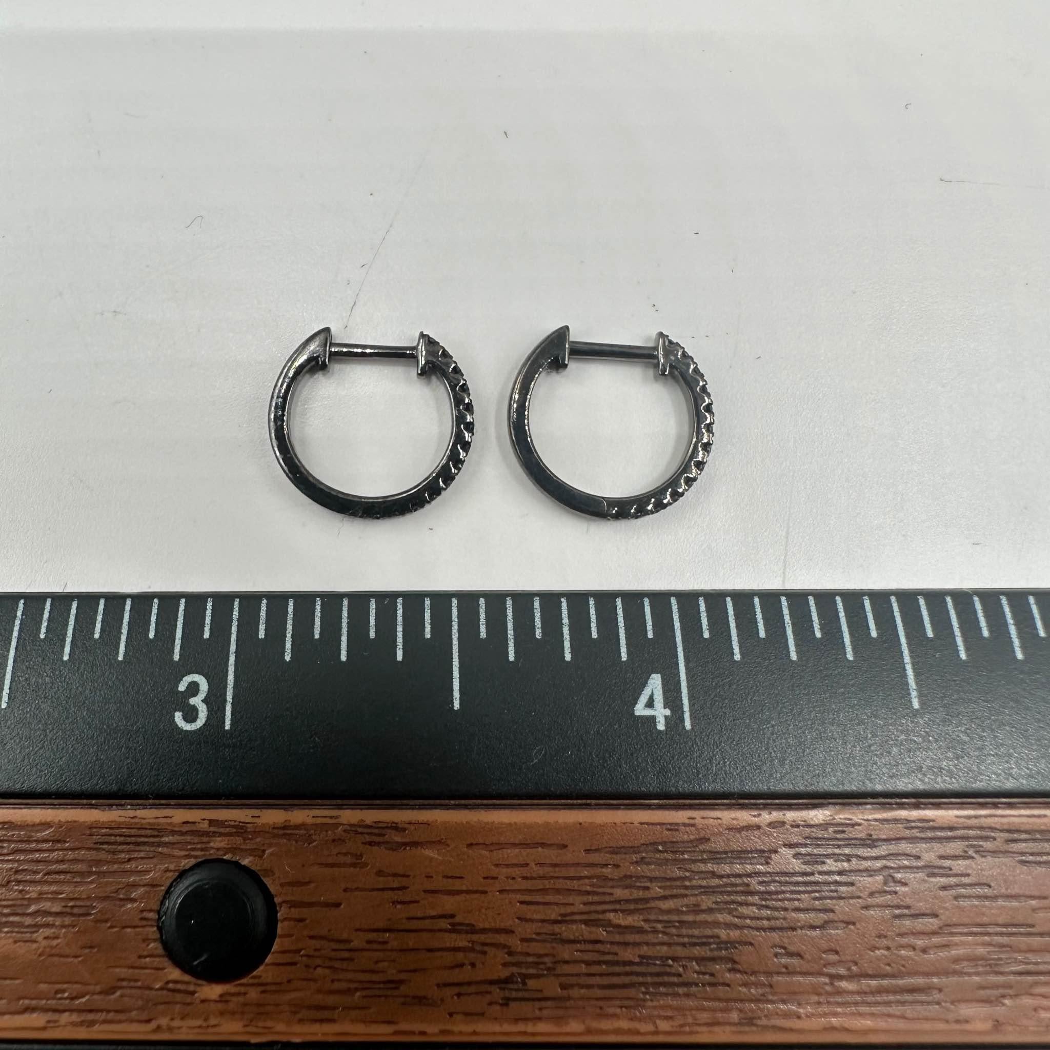 Black Diamond Huggie Earrings 14K Gold 0.15ctw 12.5mm