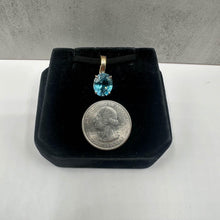 Load image into Gallery viewer, Estate Topaz Pendant/Necklace Enhancer in 14kt Yellow Gold - 11x9mm Blue Topaz
