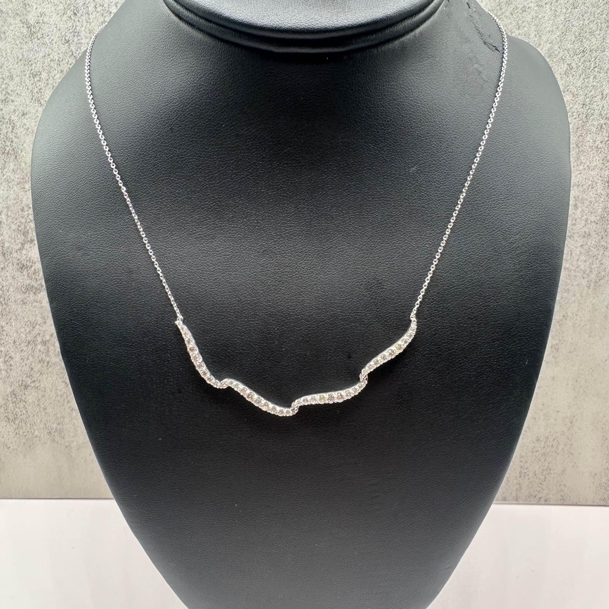 Diamond Necklace 14K White Gold 1.25ctw GH SI I1 Adjustable New