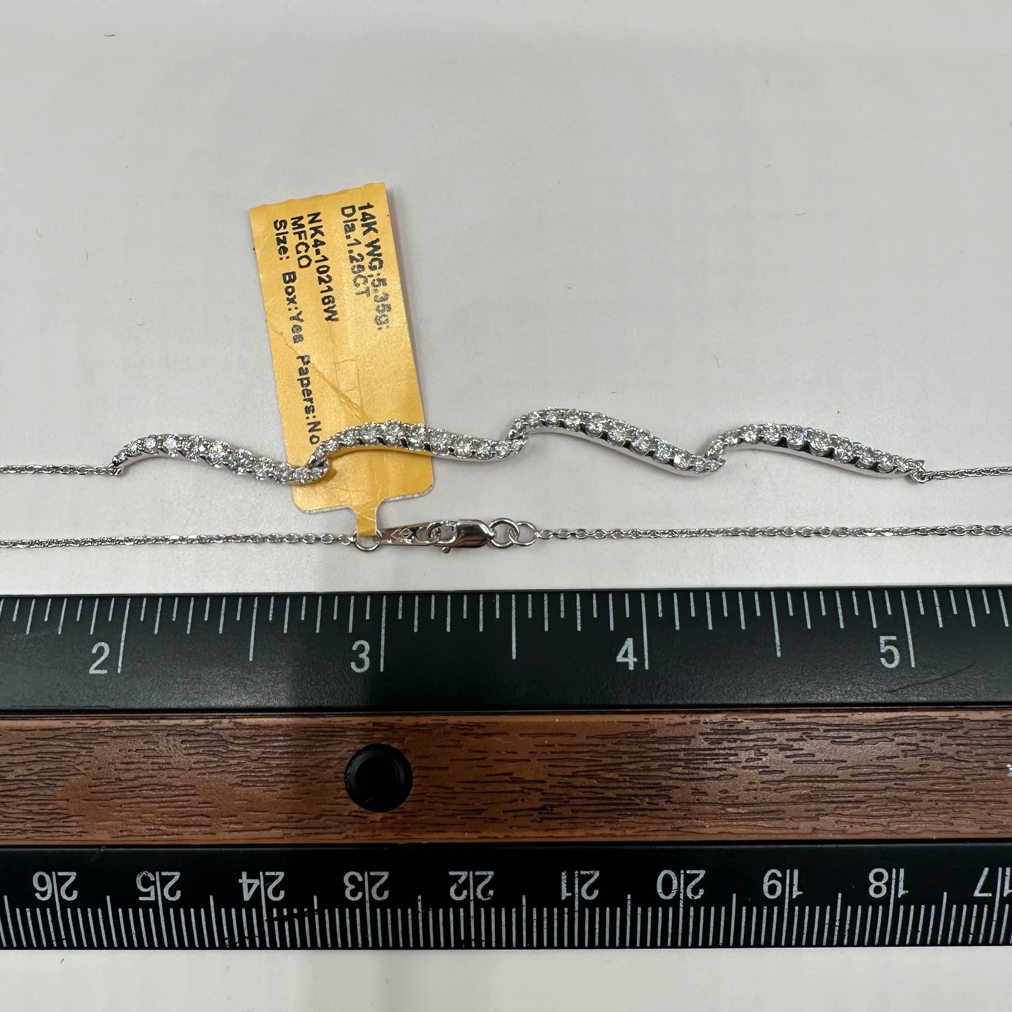 Diamond Necklace 14K White Gold 1.25ctw GH SI I1 Adjustable New